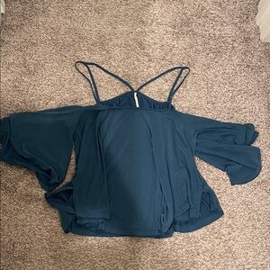 Free people blue Teal cold shoulder top xs